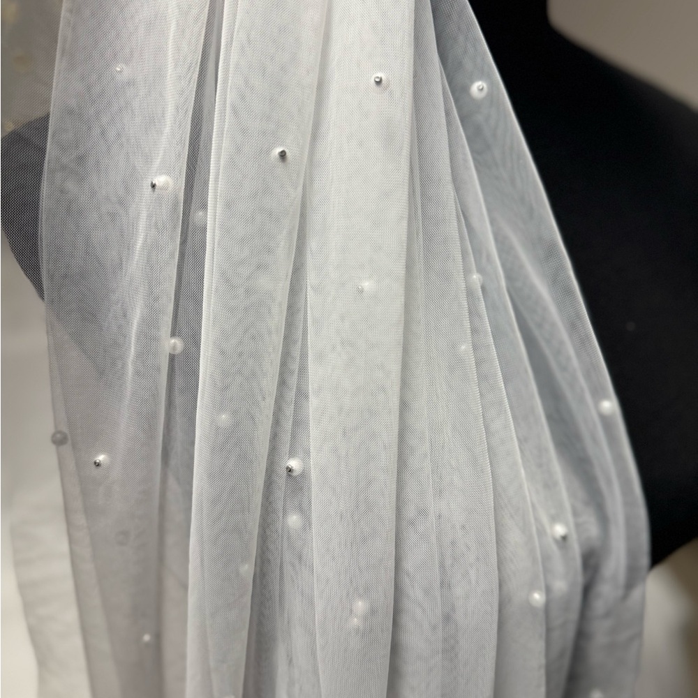 Waltz Length Pearl Beaded Tulle Veil with Comb – 59” (150cm) - Picture 8 of 8